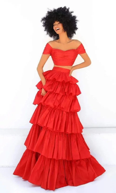 Cozy Footwear Tarik Ediz - 51007 Two-Piece Tiered A-Line Gown