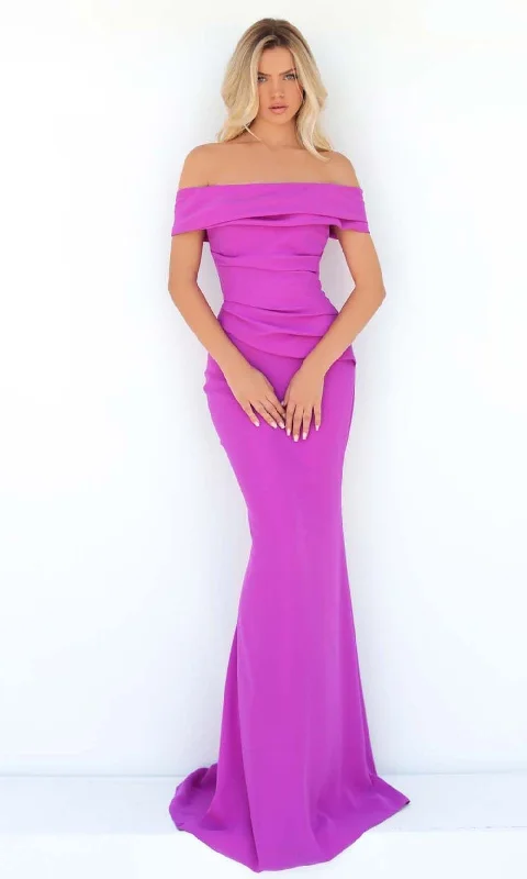 Everyday Outfits Tarik Ediz - 51155 Ruched Off Shoulder Gown
