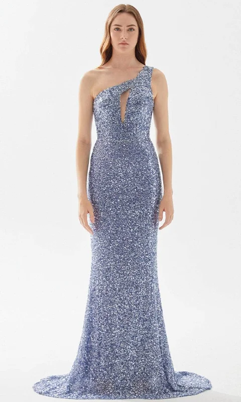 Cozy Chic Trends Tarik Ediz 52064 - One Shoulder Sequin Prom Gown